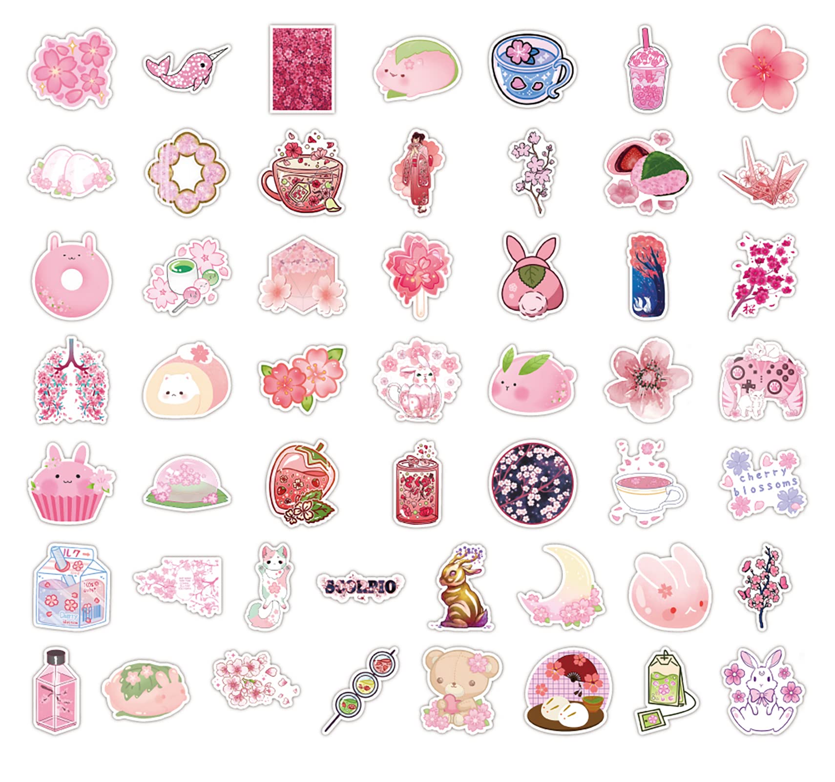 Amazon.com: 100Pcs Pink Cherry Blossom Flowers Stickers,Kawaii